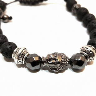 Armband  Boeddha - lava 